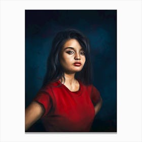 Girl in red Canvas Print