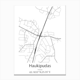 Haukipudas,Finland Minimalist Map Canvas Print