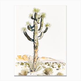 Joshua Tree By Desert Spring Minimilist Watercolour  (2) Canvas Print