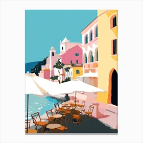 Amalfi, Italy, Flat Pastels Tones Illustration 1 Canvas Print