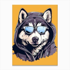 Husky Dog With Sunglasses Canvas Print