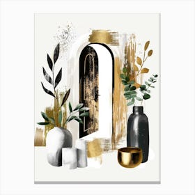 Gold And Black Abstract Painting 85 Canvas Print