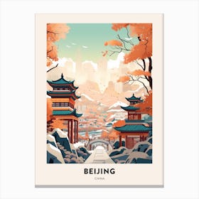 Vintage Winter Travel Poster Beijing China 4 Canvas Print