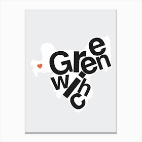 Greenwich Type Map Canvas Print