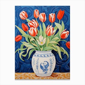 Flowers In A Vase Still Life Painting Tulips 9 Canvas Print