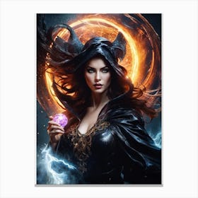 Witch With A Magic Ball Canvas Print