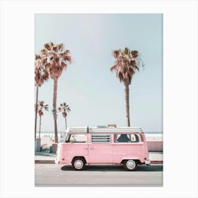 Pink Vw Bus 3 Canvas Print