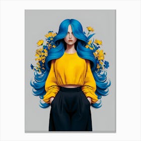 Blue Haired Girl 2 Canvas Print