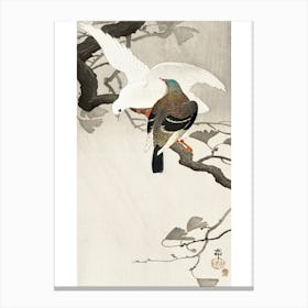 Two Pigeons On A Branch (1900 1910), Ohara Koson Canvas Print