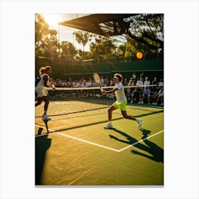 Tennis Match Captured In Natural Light Dynamic Action Shot Players Poised Mid Strike Sun Casting 2 1 Canvas Print