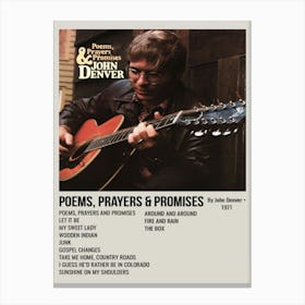 POEMS, PRAYERS & PROMISES By John Denver. 1971 Poster 3 Canvas Print