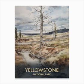 Yellowstone National Park Watercolor Vintage Travel Poster 3 Canvas Print