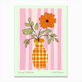 Spring Collection Wild Flowers Orange Tones In Vase 1 Canvas Print