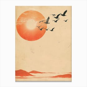 Sunset With Birds 1 Canvas Print
