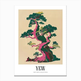Yew Tree Colourful Illustration 1 Poster Canvas Print