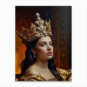 Portrait Of A Young Woman In A Golden Crown Canvas Print