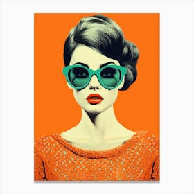 Hipster Crochet Illustration Orange 3 Canvas Print