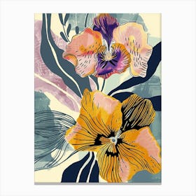 Colourful Flower Illustration Wild Pansy 4 Canvas Print