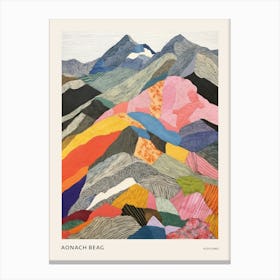 Aonach Beag Scotland 2 Colourful Mountain Illustration Poster Canvas Print