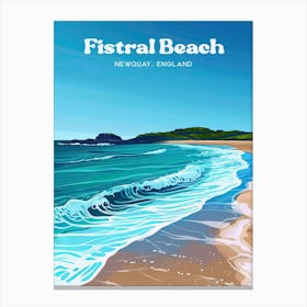 Fistral Beach Cornwall Digital Travel Illustration Canvas Print