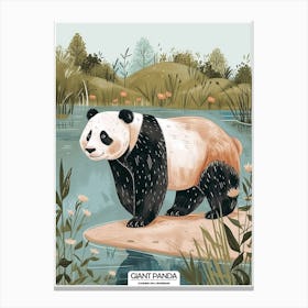Giant Panda Standing On A River Bank Poster 3 Canvas Print