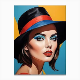 Woman Portrait With Hat Pop Art (44) Canvas Print