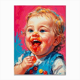 Baby Eating Candy Canvas Print