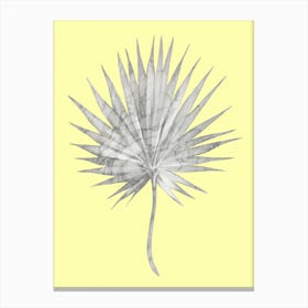 White Marble Fan Palm Leaf on Yellow Wall Canvas Print