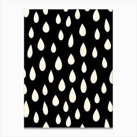 Little Falling Rain Drops White on Black Canvas Print