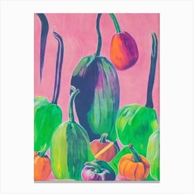 Butternut Squash Risograph Retro Poster vegetable Canvas Print