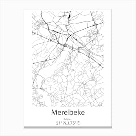 Merelbeke,Belgium Minimalist Map Canvas Print