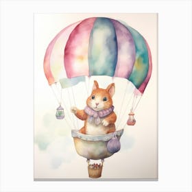 Baby Squirrel 2 In A Hot Air Balloon Canvas Print