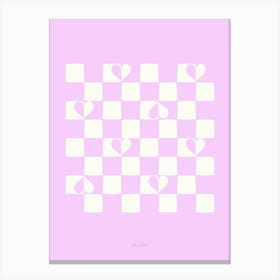 Lilac Checkered Hearts Canvas Print