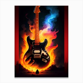 Flaming Guitar Canvas Print