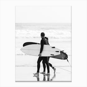 Surfer Couple - Cool B/W Surf Photography Canvas Print