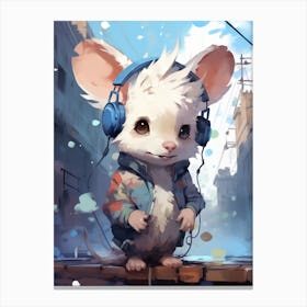 Graffiti Tag Mural Of A Cute White Possum 4 Canvas Print