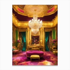 Gold And Purple Living Room Canvas Print