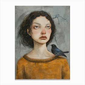 Girl With A Bird 4 Canvas Print