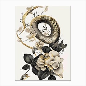 Crested Snake Gold And Black Canvas Print