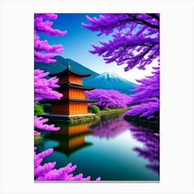 Fukui Pagoda Cherry Blossoms Mount Fuji Japan Canvas Print