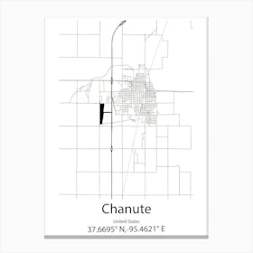 Chanute,United States Minimalist Map Canvas Print