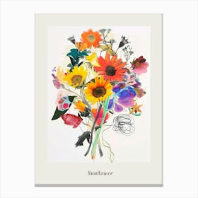 Sunflower 1 Collage Flower Bouquet Poster Canvas Print