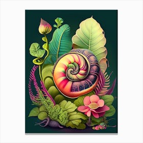 Snail With Colourful Background Botanical Canvas Print