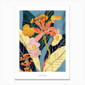 Colourful Flower Illustration Poster Lantana 1 Canvas Print