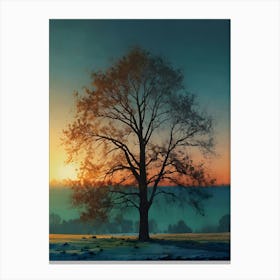 Winter Tree at Sunset Canvas Print