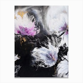 Black Background Abstract Flowers 2 Canvas Print