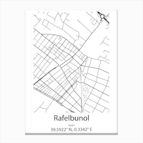 Rafelbunol,Spain Minimalist Map Stampe su tela