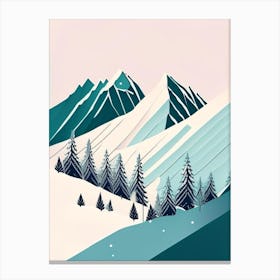 Snowflakes In The Mountains, Snowflakes, Minimal Line Drawing 1 Canvas Print
