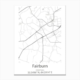 Fairburn,United States Minimalist Map Canvas Print