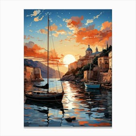 Sailboats at Sunset Canvas Print